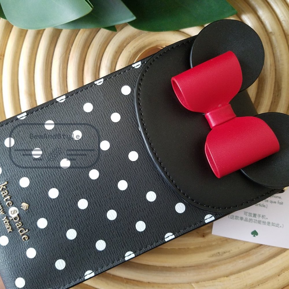 Kate Spade Minnie Mouse Disney N/S Phone Crossbody Bag Purse Black White - Picture 2 of 11